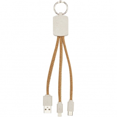 Logotrade promotional giveaway picture of: Bates wheat straw and cork 3-in-1 charging cable