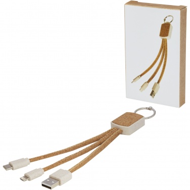 Logotrade promotional products photo of: Bates wheat straw and cork 3-in-1 charging cable
