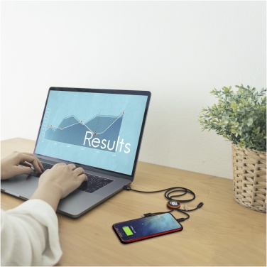 Logo trade business gifts image of: SCX.design C36 3-in-1 rPET light-up logo extended charging cable with round bamboo casing