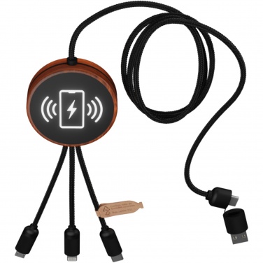 Logotrade promotional item image of: SCX.design C40 5-in-1 rPET light-up logo charging cable and 10W charging pad
