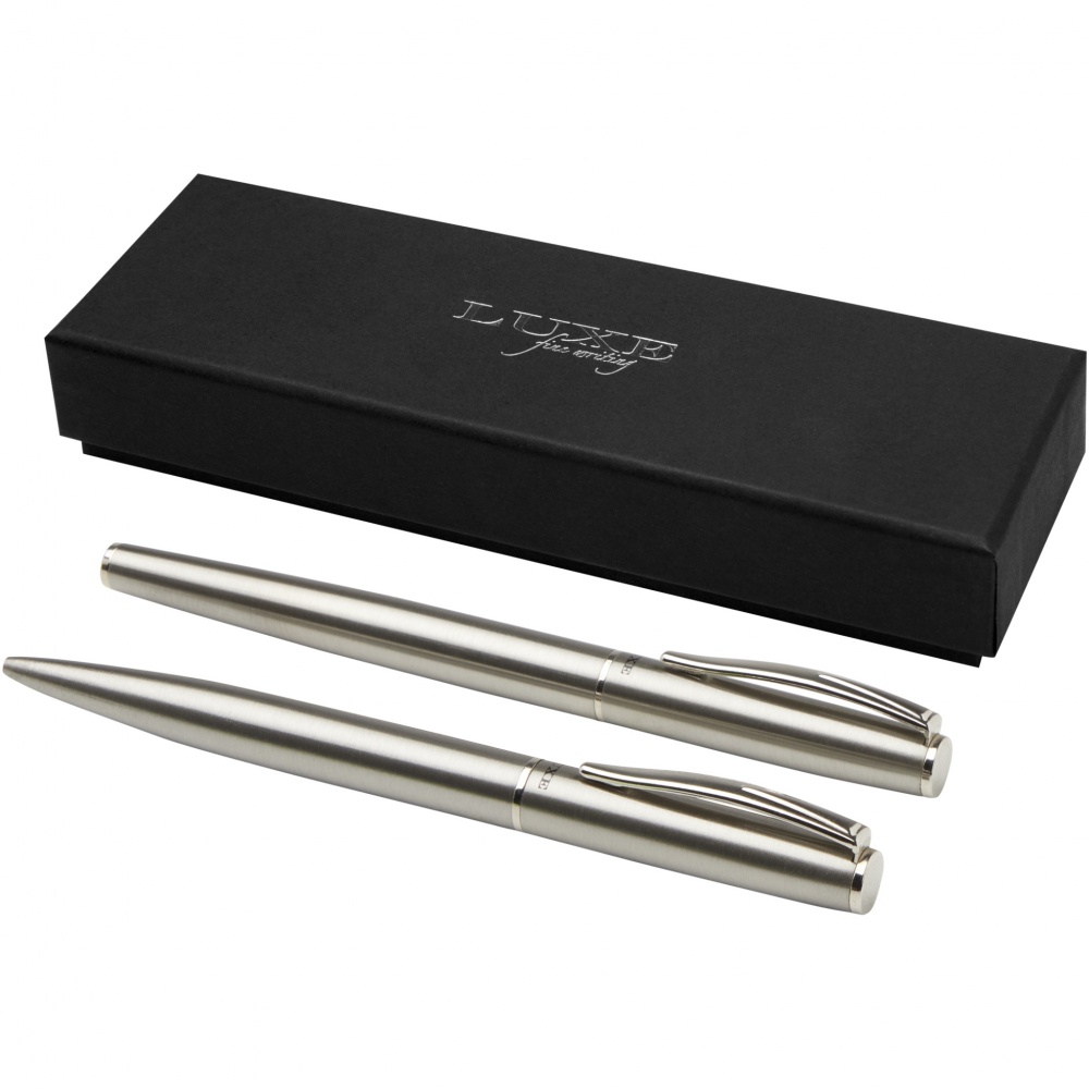 Logotrade promotional item image of: Didimis recycled stainless steel ballpoint and rollerball pen set