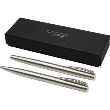 Logo trade promotional gifts image of: Didimis recycled stainless steel ballpoint and rollerball pen set
