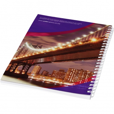 Logo trade promotional merchandise image of: Desk-Mate® A5 spiral notebook with printed back cover