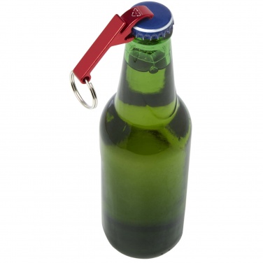 Logo trade promotional gifts image of: Tao RCS recycled aluminium bottle and can opener with keychain 