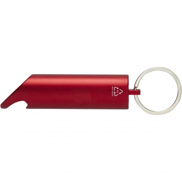 Logo trade advertising products image of: Flare RCS recycled aluminium IPX LED light and bottle opener with keychain