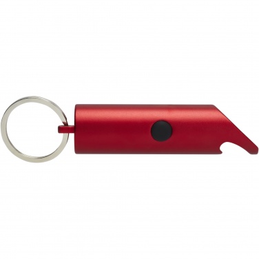 Logo trade promotional item photo of: Flare RCS recycled aluminium IPX LED light and bottle opener with keychain