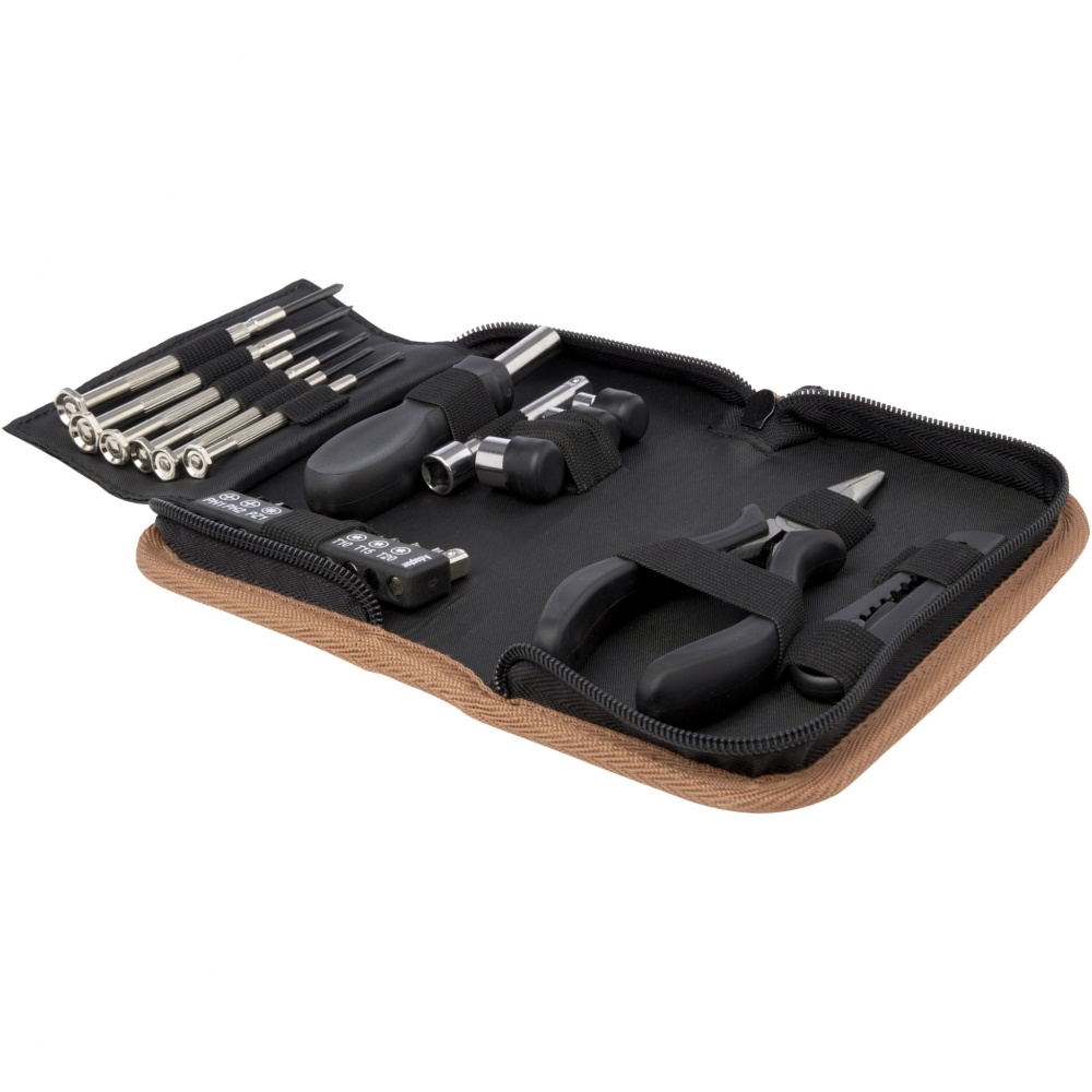 Logo trade promotional gifts picture of: Spike 24-piece RCS recycled plastic tool set with cork pouch