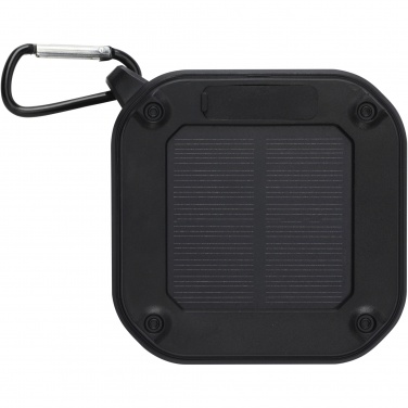 Logo trade corporate gift photo of: Solo 3W IPX5 RCS recycled plastic solar Bluetooth® speaker with carabiner 