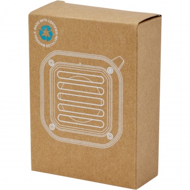 Logotrade corporate gift picture of: Solo 3W IPX5 RCS recycled plastic solar Bluetooth® speaker with carabiner 