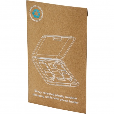 Logo trade promotional items picture of: Savvy recycled plastic modular charging cable with phone holder