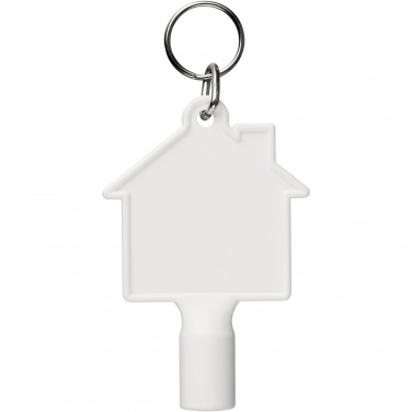 Logo trade promotional giveaways image of: Maximilian house-shaped recycled utility key keychain