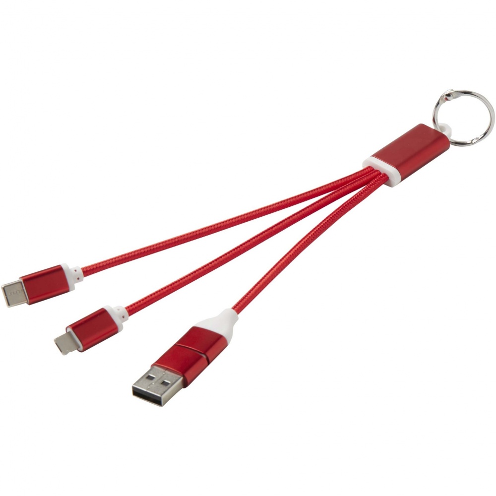Logotrade corporate gift image of: Metal 4-in-1 recycled aluminium charging cable with keychain