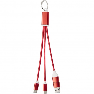 Logo trade promotional products picture of: Metal 4-in-1 recycled aluminium charging cable with keychain