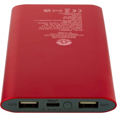 Logotrade promotional item image of: Juice 8000 mAh Type-C recycled aluminium wireless power bank