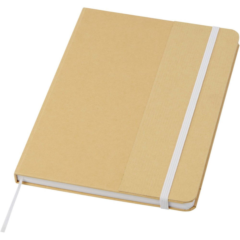 Logo trade promotional merchandise photo of: Nelida A5 recycled cardboard hard cover notebook