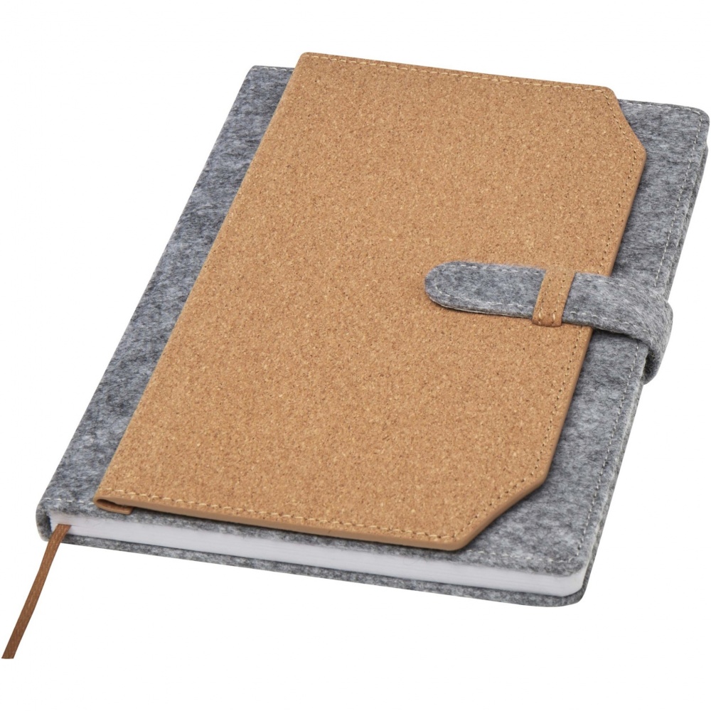 Logo trade promotional giveaways picture of: Viviana A5 recycled felt and cork notebook