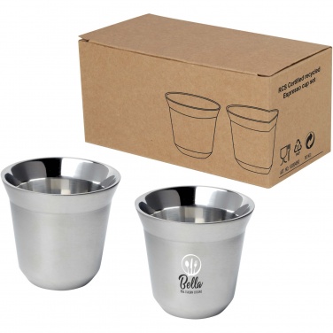 Logo trade promotional items image of: Duo 80 ml RCS certified stainless steel espresso cup set 