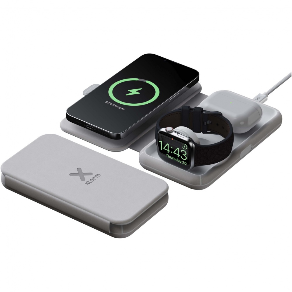 Logo trade business gift photo of: Xtorm XWF31 15W foldable 3-in-1 wireless travel charger