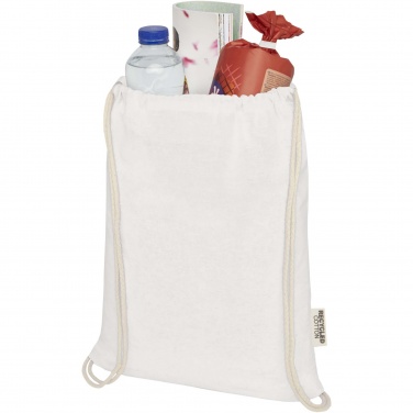 Logo trade promotional merchandise photo of: Oregon 140 g/m² GRS recycled cotton drawstring bag