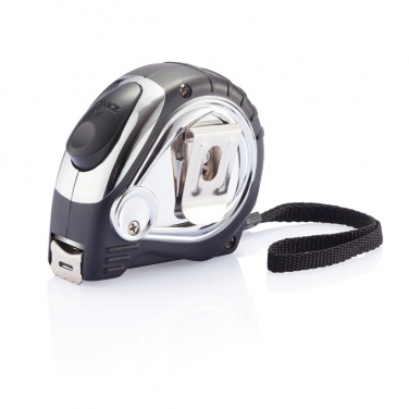Logo trade promotional giveaways image of: Chrome plated auto stop tape measure