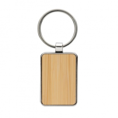 Logo trade advertising products image of: RCS recycled zinc alloy rectangle keychain with bamboo