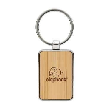 Logo trade corporate gifts image of: RCS recycled zinc alloy rectangle keychain with bamboo