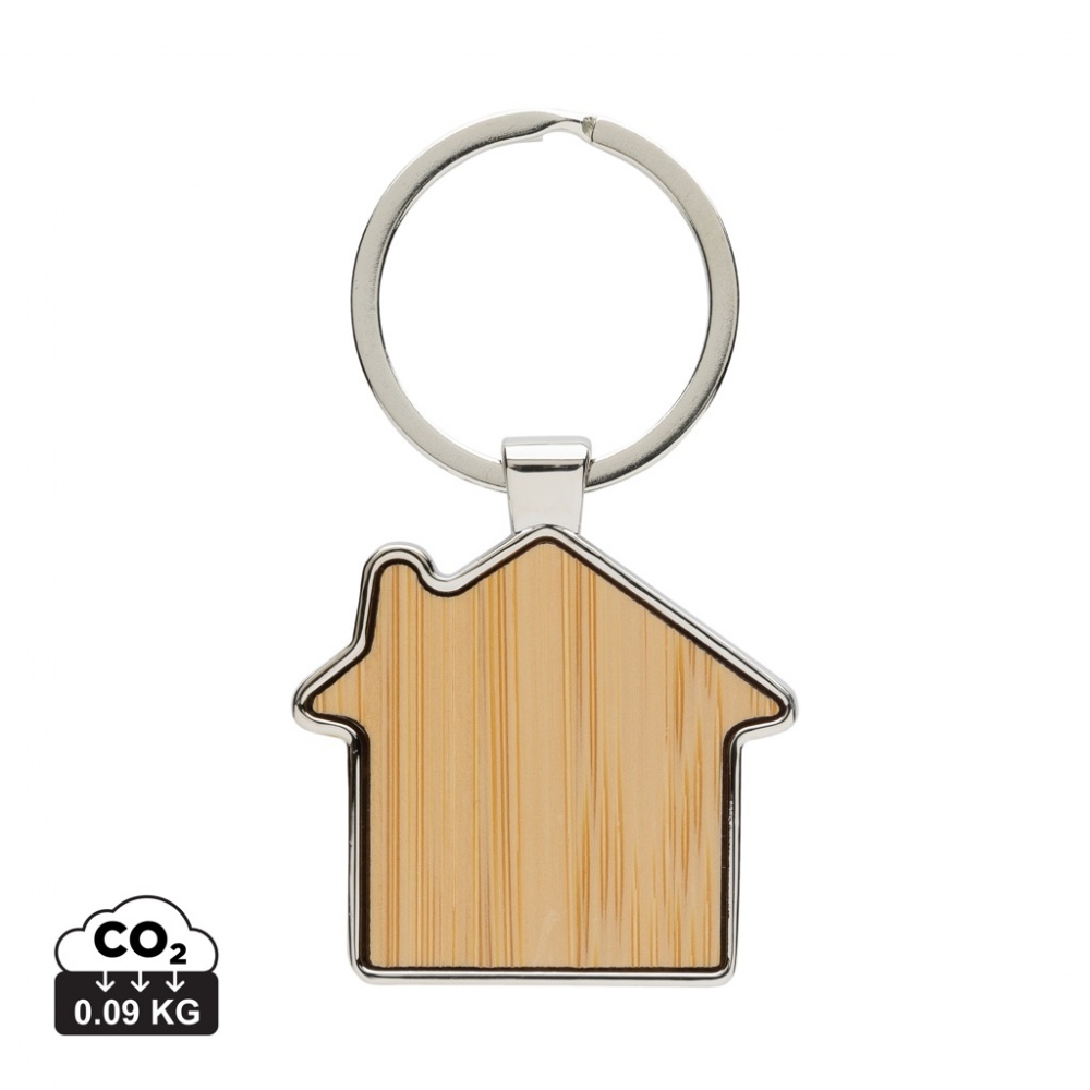 Logotrade promotional gift picture of: RCS recycled zinc alloy house keychain with bamboo
