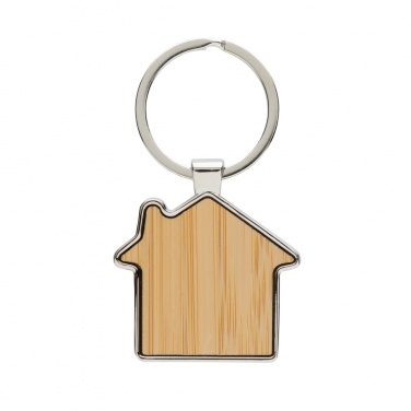 Logotrade corporate gifts photo of: RCS recycled zinc alloy house keychain with bamboo