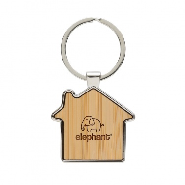 Logotrade promotional gifts photo of: RCS recycled zinc alloy house keychain with bamboo