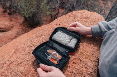 Logotrade promotional merchandise image of: RCS recycled nubuck PU pouch  first aid set