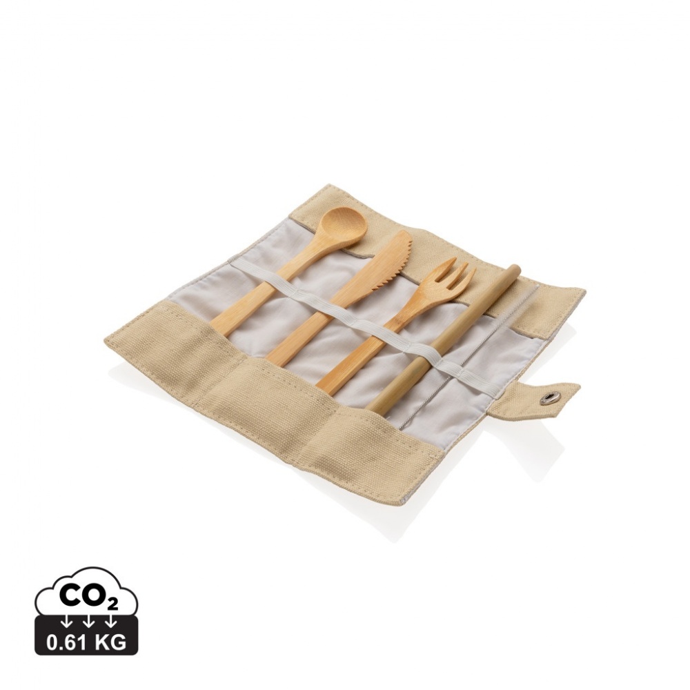 Logotrade promotional item picture of: Reusable bamboo travel cutlery set