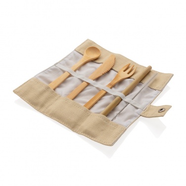 Logotrade promotional item image of: Reusable bamboo travel cutlery set