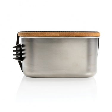 Logo trade corporate gifts picture of: Stainless steel lunchbox with bamboo lid and spork