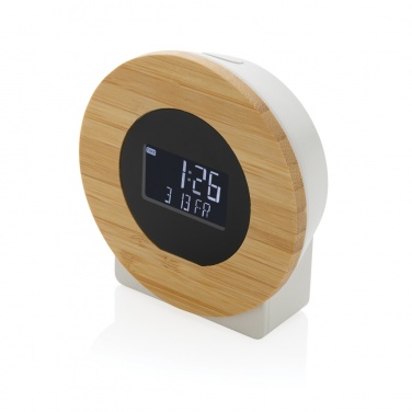 Logo trade corporate gift photo of: Utah RCS rplastic and bamboo LCD desk clock