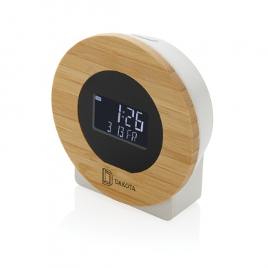 Logo trade promotional item photo of: Utah RCS rplastic and bamboo LCD desk clock