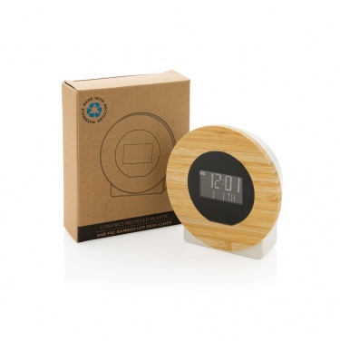 Logotrade advertising product picture of: Utah RCS rplastic and bamboo LCD desk clock