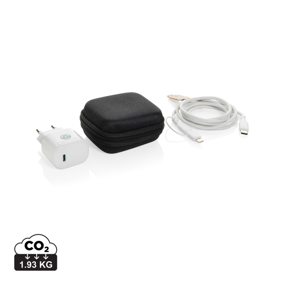 Logo trade promotional gift photo of: Boost RCS reycled PET 20W type C 2 pcs charging set