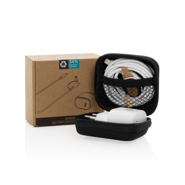 Logo trade promotional giveaways image of: Boost RCS reycled PET 20W type C 2 pcs charging set