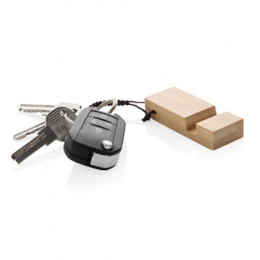 Logotrade promotional merchandise picture of: Standkey bamboo keychain phone stand