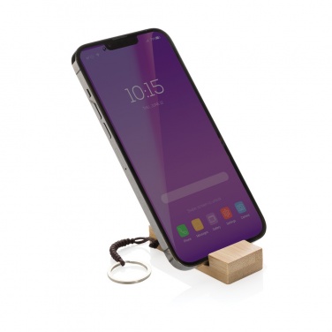 Logo trade promotional giveaway photo of: Standkey bamboo keychain phone stand