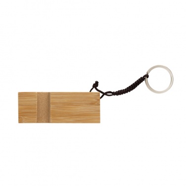 Logo trade business gifts image of: Standkey bamboo keychain phone stand