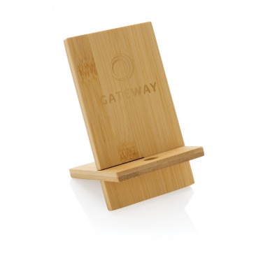 Logo trade promotional merchandise image of: Bamboo phone stand in kraft box