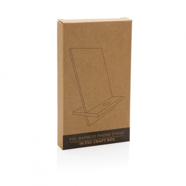 Logo trade promotional merchandise image of: Bamboo phone stand in kraft box