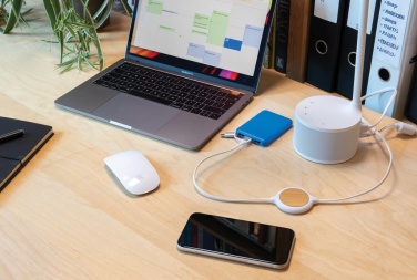 Logotrade promotional giveaway image of: 3-in-1 cable with 5W bamboo wireless charger