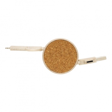 Logo trade promotional items picture of: Cork and Wheat 6-in-1 retractable cable