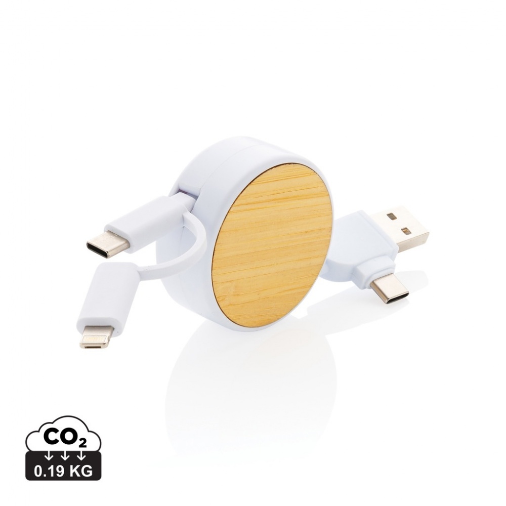 Logo trade promotional merchandise picture of: RCS recycled plastic Ontario 6-in-1 retractable cable