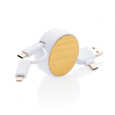 Logo trade promotional items image of: RCS recycled plastic Ontario 6-in-1 retractable cable