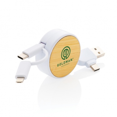 Logo trade advertising product photo of: RCS recycled plastic Ontario 6-in-1 retractable cable