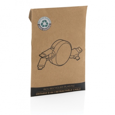 Logotrade advertising product picture of: RCS recycled plastic Ontario 6-in-1 retractable cable