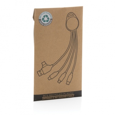Logo trade promotional merchandise image of: RCS recycled plastic Ontario 6-in-1 round cable